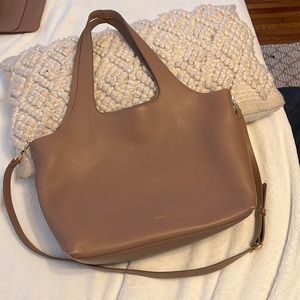 Cuyana System Tote (13in) Cappuccino Pebbled Leather